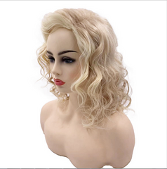 Short Blonde Synthetic No Lace Wigs Body Wave Heat Resistant Natural Hairline