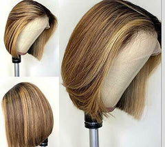 Sexy Brazilian Ombre Blonde Short Straight Bob Lace Front Wig Synthetic Glueless
