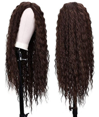 Curly Hair Wig For Women Long Girl Kinky Wavy Natural Brown Wig