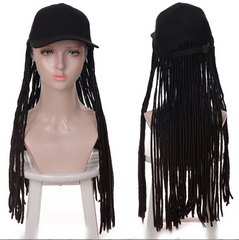 Hat wig Long Synthetic Baseball Cap Wig with Braided Box Braids Wigs headband