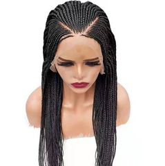 Long Box Braid Wig Synthetic hair Lace Front Wigs Black Daily Use Heat Resistant