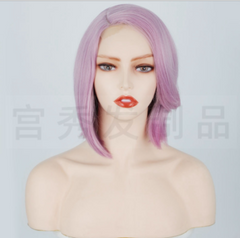 4"*2" Lace Front Wigs Synthetic Hair Purple Bob Short Straight Heat Safe Wigs for Women