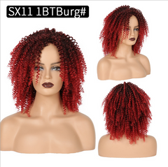 Black Blonde Ombre Afro Kinky Curly Wig Short Synthetic Hair Full Curly Wigs for Black Women