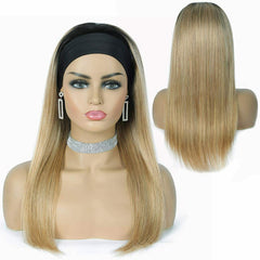 Ombre Headband Wig for Black Women synthetic Blonde Long Straight Heat Resistant