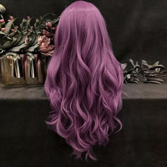 Purple Long Body Wave Wigs for Women Synthetic Lace Front Wigs Natural Hairline