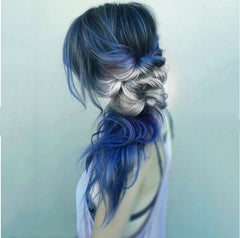 Long Wavy Body Wave Blue Gray Balayage Cosplay Anime Wigs for Fashion Women