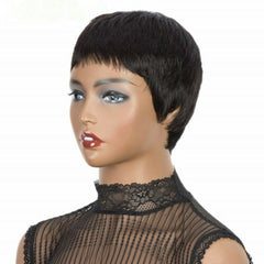 Short Cute Hair Pixie Cut Wigs Human Hair Wigs Black Straight Hair