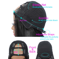 U Part Wig Human Hair Straight Bob Wigs For Black Women 12 inch Brazilian Remy