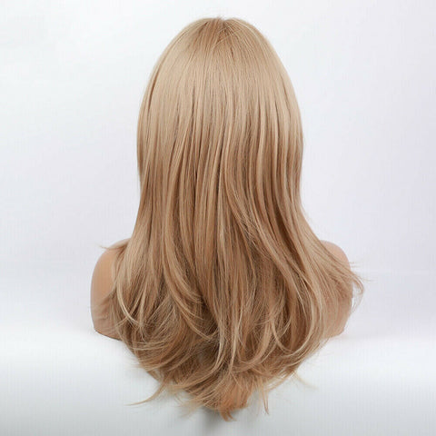Natural Blonde Wavy Ombre Synthetic Hair Wigs With Bangs For Women