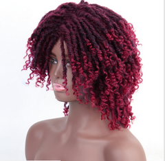 Short Afro Ombre Brwon Dreadlocks Crochet Twist Curly Wig Braids