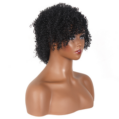 Short Afro Kinky Curly Synthetic Hair None Lace Wigs For Black Women 8 inch