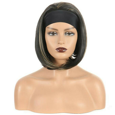 Bobo 1B/27 ombre brown Headband wig Straight Synthentic Short Length Heat Resistant