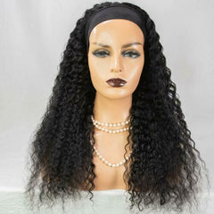 HeadBand Wig Curly Human Hair Wig None Lace Front Wigs for Black Women Deep Wave