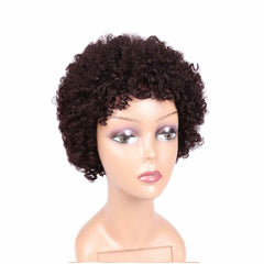 Short Afro Wigs 100% Human Hair Wig Afro Kinky Curly Natural Looking None Lace
