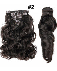 Clip In Synthetic Hair Extensions 8 Pieces 22inch Long Hairpiece Wavy Heat Resistant Hair