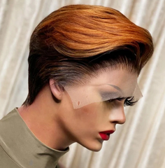Women Short Straight Brown Black Mixed Bob Style Fashion Synthetic Hair