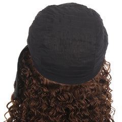 Headband Wig Afro Kinky Curly Ombre Brown Synthetic Glueless Deep Wave Daily Use