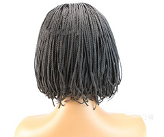 Women Short Afro Curly Wig Box Braid Wigs Black Synthetic None Lace Party Wigs