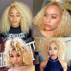 Short Deep Curly Blonde Lace Front Wig Heat Safe Cosplay Wigs for Black Women