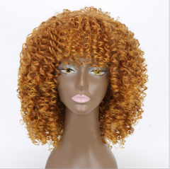 Orange Wigs Short Bob Kinky Curly Wigs with Bangs Curly Cosplay Halloween Wigs