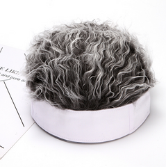 Men Women Adjustable Beanie Hat with Spiked Fake Hair Hiphop Short Wig Cap Funny
