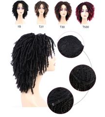 Short Wavy Wigs 6 Inch Synthetic Dreadlocks Wig Short Curly Wigs for Black