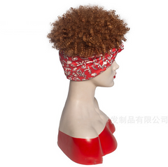Afro Women Short Brown Full Curly Hair Synthetic Pixie Cut Cosplay Wig Headband wig