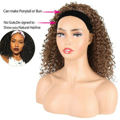 Afro Brown Kinky Curly Headband Wigs for Black Women Synthetic Afro Curly Wave