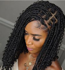 Box Braids Synthetic Curly Cosplay Twist Braid Short Wigs for Women