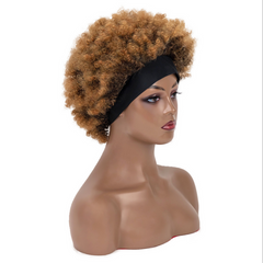 Afro Headband Wig Short Afro Kinky Curly Wigs for Black Women Scarf Wigs