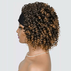 Afro Kinky Curly Headband Wig Short Hair Wigs Ombre Natural Glueless Synthetic