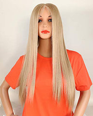 Kanekalon Heat Resistant Fiber 13x6 Lace Front Wigs Glueless Natural Synthetic Straight Hair For Women Blonde Color