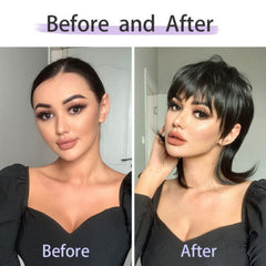 Short Black Wig Layered Pixie Cut Wig With Bangs Cosplay Fashion Party Wigs