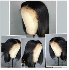 Short Black Bob Straight Wig 13×4 T Part Lace Front Human Hair Wigs Middle Part