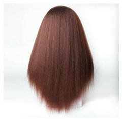 #33 Color Afro Curly Yaki Straight Wig with Headband Dark Brown Heat Resistant