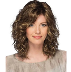 Women's Fashion Short Wigs Natural Brown Curly Wavy Hair Replacement Wigs for Women Mommy Gift Wig