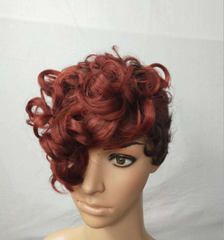 Pixie Cut Wigs for Black Women Curly Orange Brown 2 Tones Synthetic Short Wigs