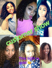 Sexy Women's Bob Wig Full Afro Kinky Curly Wigs Ombre Brown Wig Synthetic Party