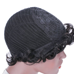 Indian Human Hair Wig With Bangs Curly Wave Full Machine Made Wigs None Lace Wig