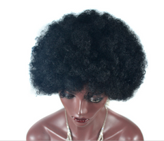 Women Afro Kinky Curly Wigs With Bangs Synthetic Heat Resistant Short Curly Hair