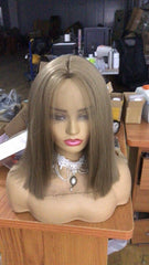 13x4 T Part Lace Front Wigs Grey Brown Straight Synthetic Wig Glueless Daily