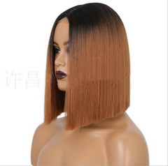 Ombre Bobo Straight Synthetic Hair Wigs Cosplay Party Soft Full Head Wig