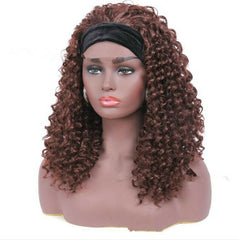 Water Wave Headband Wig Brazilian Curly Red Brown Remy Hair Wet and Wavy Wig