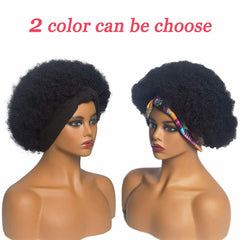 Afro Headband Wig for Black Women Synthetic Head Wrap Turban Wig Curly Full Hair