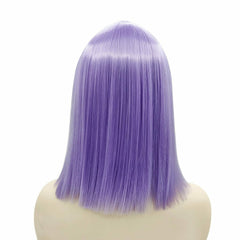 Short Lavender Purple Bob Wig with Bangs Straight Synthetic Wigs Christmas Party