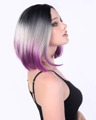 Ombre Wigs Short Bob Wigs Purple Colorful Party Wig Synthetic Daily Wig for Women 13inch