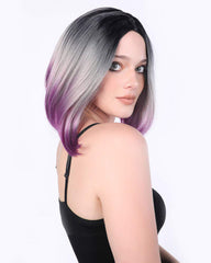 Ombre Wigs Short Bob Wigs Purple Colorful Party Wig Synthetic Daily Wig for Women 13inch
