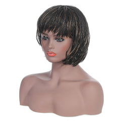 Short Box Braided Hair Wigs Synthetic Twist Braids Wig Soft Glueless With Bangs