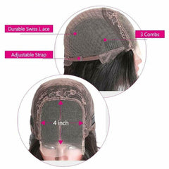 Short Straight 4X4 Lace Front Human Hair Wigs Brown Omber Blonde Highlight Wig