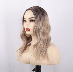Dark Root Ombre Natural Top Synthetic Wavy Wigs For Womans Casual Use Daily Wear